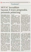 Berita Harian_14-May-2020_ms 15_MOTAC kecualikan bayaran fi lesen pengusaha, pemandu pelancong