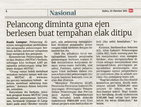 Berita Harian- 23 Okt 2021 -Pelancong diminta guna ejen berlesen buat tempahan elak ditipu