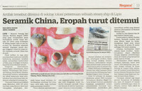 Kosmo-29 Januari 2021 -Seramik Eropah, China turut ditemui