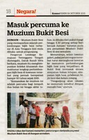 Kosmo- 18 Okt 2021 -Masuk percuma ke Muzium Bukit Besi