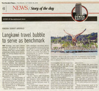 New Straits Times- 28 Okt 2021 -Langkawi travel bubble to serve as benchmark