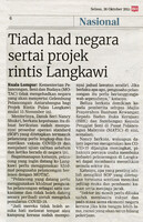 Berita Harian- 26 Okt 2021 -Tiada had negara sertai projek rintis Langkawi