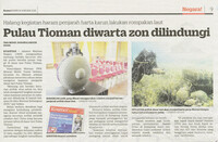 Kosmo -18 Januari 2021 -Pulau Tioman diwarta zon dilindungi