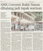 Berita Harian-24 April 2021-SMK Convent Bukit Nanas dihalang jadi tapak warisan