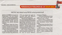 Sinar Harian- 29 Okt 2021 -MOTAC beri rebat tunai RM30 untuk produk kraf