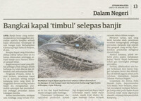 Utusan Malaysia -16 Januari 2021 -Bangkai kapal timbul selepas banjir